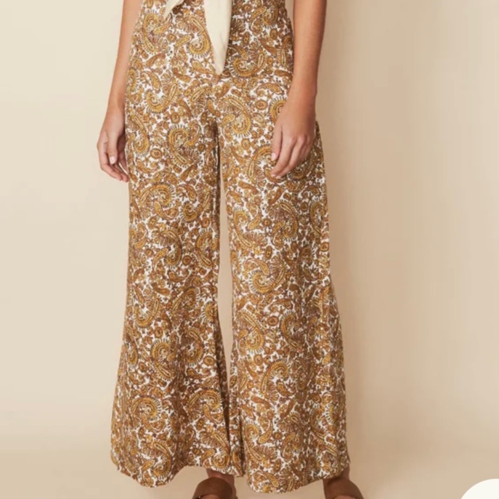 Faithfull The Brand Manuela Paisley Linen La Medina US 2 Wide Leg Pant $239